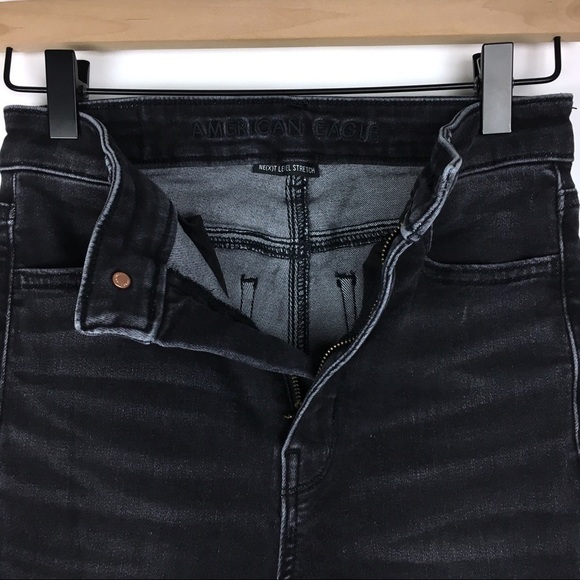 AMERICAN EAGLE Jeans Highest Rise Jegging Crop Faded Black Wash Size 4 Regular - Picture 3 of 15